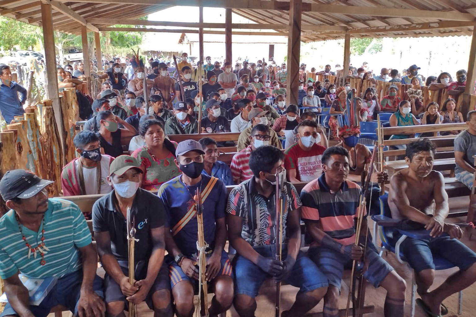 Indígenas Guajajara participam de treinamento na Terra Indígena Arariboia, no Maranhão. Imagem cortesia de Gilderlan Rodrigues/CIMI-MA.